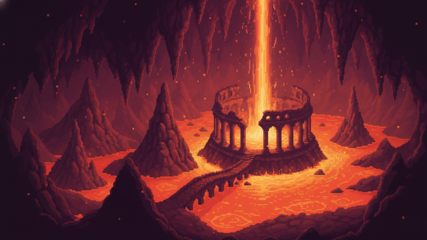 Temple with lava beam background